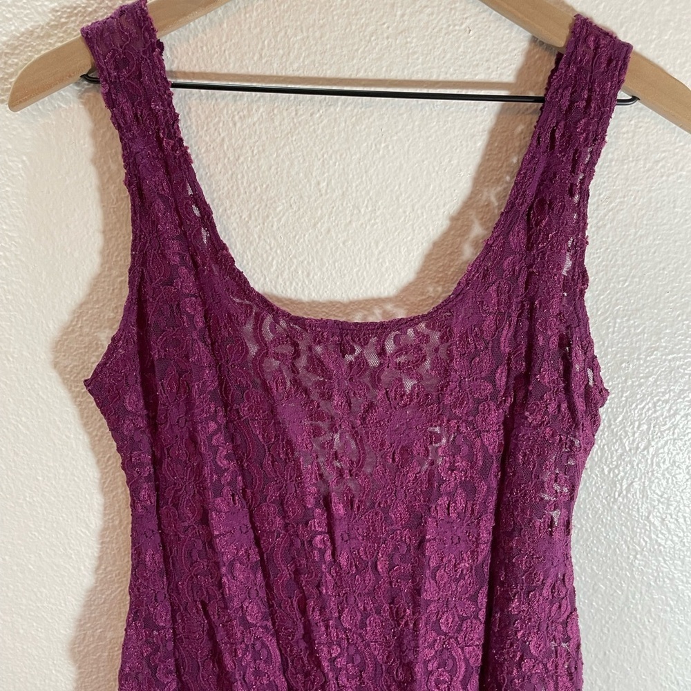 Vintage Val Mode Made in USA Magenta Lace Lingerie Dress Sexy Stretchy Size M/L - Picture 6 of 8